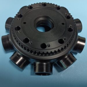 Precision 5-axis CNC machining black POM label head for auto