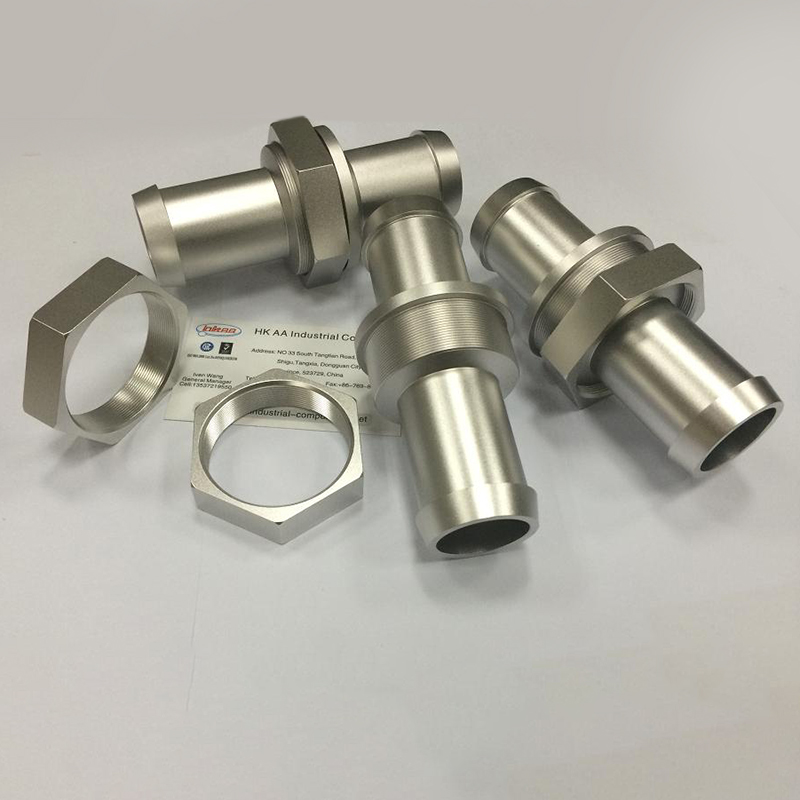 Precision Lathe turning aluminum fitting coupler and nut